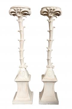 Pair Of Hollywood Regency Painted Palm Tree Pedestals - 4465283
