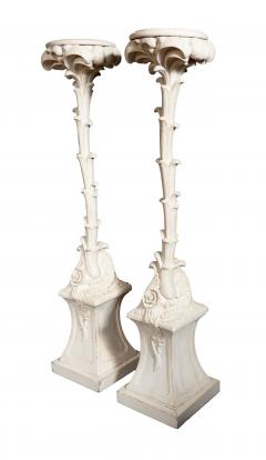 Pair Of Hollywood Regency Painted Palm Tree Pedestals - 4465284