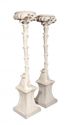 Pair Of Hollywood Regency Painted Palm Tree Pedestals - 4465321