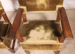 Pair Of Italian Armchairs In Walnut Circa 1600 renaissance Period - 2386437