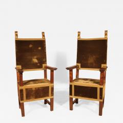 Pair Of Italian Armchairs In Walnut Circa 1600 renaissance Period - 2388463