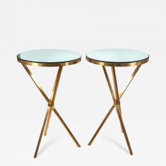 Pair Of Italian Design Brass Gueridon Side Table - 3719250