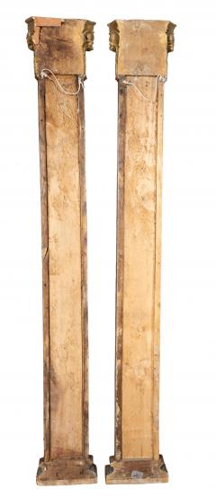 Pair Of Italian Faux Marble And Giltwood Wall Columns - 4524511