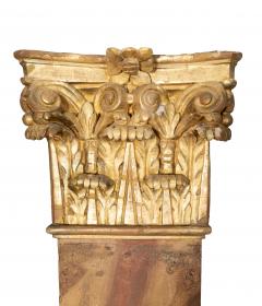 Pair Of Italian Faux Marble And Giltwood Wall Columns - 4524543