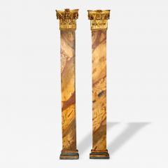 Pair Of Italian Faux Marble And Giltwood Wall Columns - 4526970