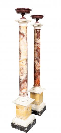 Pair Of Italian Grand Tour Marble And Porphyry Columns - 4458759