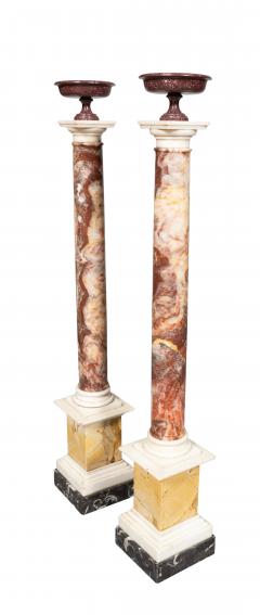 Pair Of Italian Grand Tour Marble And Porphyry Columns - 4458795