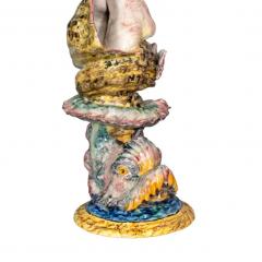 Pair Of Italian Majolica Conch Dolphin Vases - 2654033