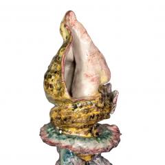 Pair Of Italian Majolica Conch Dolphin Vases - 2654034