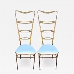 Pair Of Italian Modern Brass Chiavari Chairs - 4681453