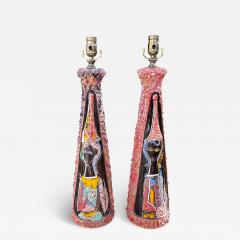 Pair Of Italian Modern Glazed Ceramic Lamps - 4014754