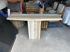 Pair Of Italian Modern Travertine And Brass Console Tables - 4265389