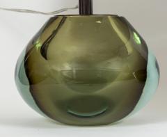 Pair Of Italian Murano Modern Sommerso Pear Shaped Globe Lamps In Aqua - 4096196