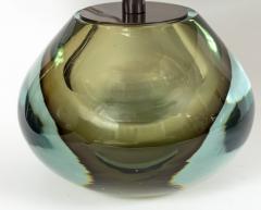 Pair Of Italian Murano Modern Sommerso Pear Shaped Globe Lamps In Aqua - 4096197