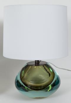 Pair Of Italian Murano Modern Sommerso Pear Shaped Globe Lamps In Aqua - 4096221