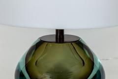 Pair Of Italian Murano Modern Sommerso Pear Shaped Globe Lamps In Aqua - 4096242