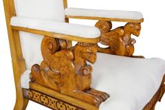 Pair Of Italian Neoclassical Maple Armchairs Attributed Pelagio Palagi - 3786585