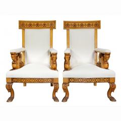 Pair Of Italian Neoclassical Maple Armchairs Attributed Pelagio Palagi - 3786588