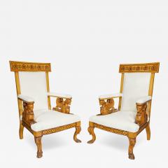 Pair Of Italian Neoclassical Maple Armchairs Attributed Pelagio Palagi - 3801081