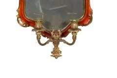 Pair Of Italian Red Painted Girandole Mirrors - 4137959