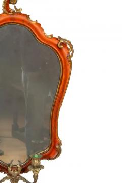 Pair Of Italian Red Painted Girandole Mirrors - 4137968