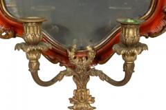 Pair Of Italian Red Painted Girandole Mirrors - 4137986