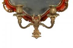 Pair Of Italian Red Painted Girandole Mirrors - 4137988