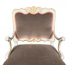 Pair Of Italian Rococo Blue Painted Armchairs - 4152685