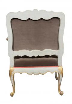 Pair Of Italian Rococo Blue Painted Armchairs - 4152742