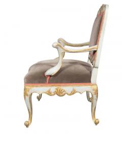 Pair Of Italian Rococo Blue Painted Armchairs - 4152744