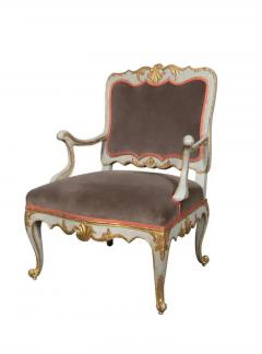 Pair Of Italian Rococo Blue Painted Armchairs - 4152785