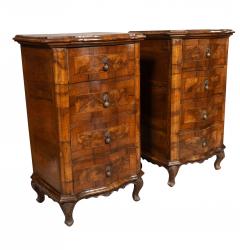 Pair Of Italian Rococo Walnut Commodini - 3739701