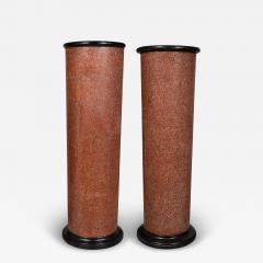 Pair Of Italian Scagliola Faux Porphyry Pedestals - 4219031