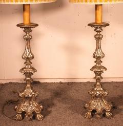 Pair Of Italian Torcheres In Silver Wood Early 19th Century - 2605904