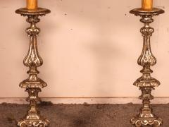 Pair Of Italian Torcheres In Silver Wood Early 19th Century - 2605907
