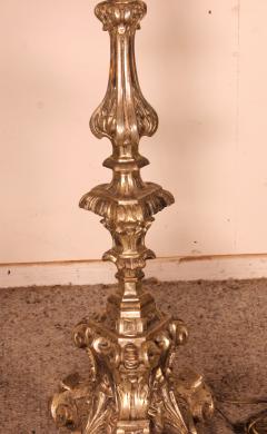 Pair Of Italian Torcheres In Silver Wood Early 19th Century - 2605909