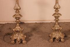 Pair Of Italian Torcheres In Silver Wood Early 19th Century - 2605911