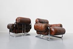 Pair Of Italian Tucroma Armchairs By Guido Faleschini Leather - 1896115