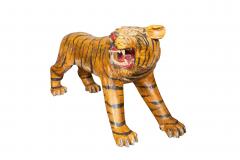 Pair Of Large Painted Wood Figures Of Tigers Possibly From A Circus - 4243391