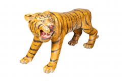 Pair Of Large Painted Wood Figures Of Tigers Possibly From A Circus - 4243392