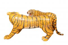 Pair Of Large Painted Wood Figures Of Tigers Possibly From A Circus - 4243461