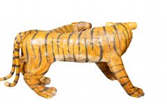 Pair Of Large Painted Wood Figures Of Tigers Possibly From A Circus - 4243463