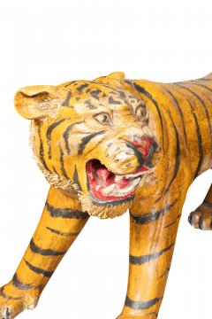 Pair Of Large Painted Wood Figures Of Tigers Possibly From A Circus - 4243481