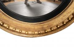 Pair Of Large Regency Giltwood Convex Mirrors - 4260997