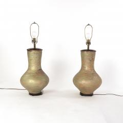 Pair Of Large Scale Glazed Concrete Ovid Form Table Lamps American Circa 1978  - 2520863