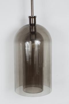 Pair Of Large Smoke Two Layered Dome Shaped Pendants - 3039938