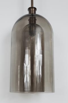 Pair Of Large Smoke Two Layered Dome Shaped Pendants - 3039948