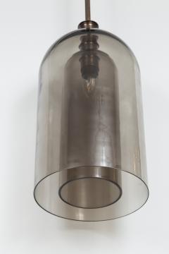 Pair Of Large Smoke Two Layered Dome Shaped Pendants - 3039957