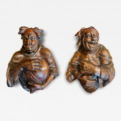 Pair Of Large Victorian Carved Oak Figures From An Old English Pub - 4189101