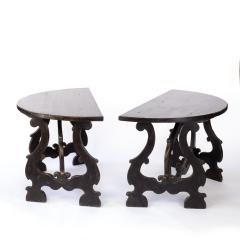 Pair Of Late 17th Century Spanish Baroque Walnut Demilune Consoles - 1363531
